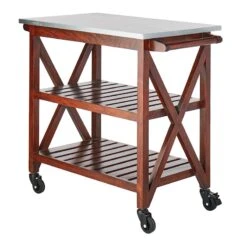Antwerp Wood Bar Cart With Metal Top And Towel Hooks -Furniture Sale Store antwerp wood bar cart with metal top and towel hooks 2