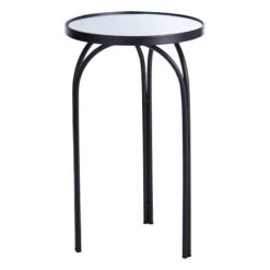 Colton Mirrored-Top Accent Table, Black