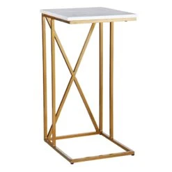 Furniture Sale Store 21 Crosby St Isabella Gold C-Table With Marble Top