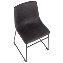 Drake Modern Industrial Faux Leather Dining Chair, Dark Grey -Furniture Sale Store drake modern industrial faux leather dining chair dark grey 5