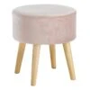 Emmy Rose Velvet Round Wooden Leg Ottoman -Furniture Sale Store emmy rose velvet round wooden leg ottoman