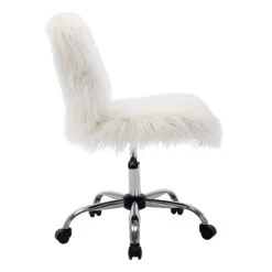 Fiona Adjustable Office Chair, White Faux Fur -Furniture Sale Store fiona adjustable office chair white faux fur 4