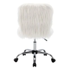 Fiona Adjustable Office Chair, White Faux Fur -Furniture Sale Store fiona adjustable office chair white faux fur 5