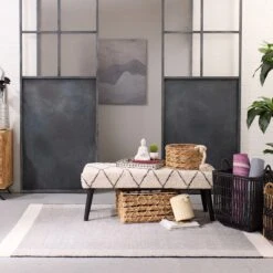 Found & Fable Zuri Cream & Black Tufted Bench -Furniture Sale Store found fable zuri cream black tufted bench 8