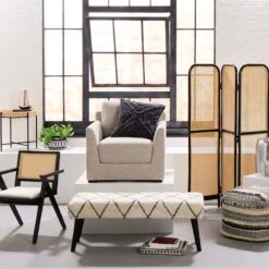 Found & Fable Zuri Cream & Black Tufted Bench -Furniture Sale Store found fable zuri cream black tufted bench 9