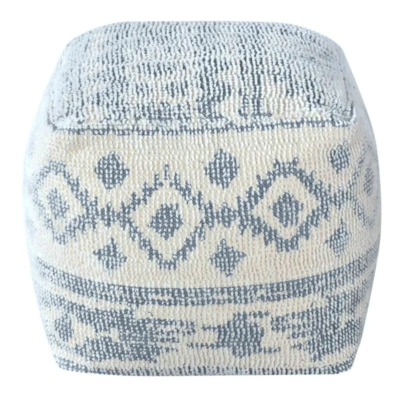 Honeybloom Blue & Cream Pouf 4 Honeybloom Blue & Cream Pouf - Image 2