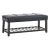 Honeybloom Collins Black Leather Bench -Furniture Sale Store honeybloom collins black leather bench