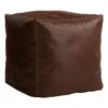 Honeybloom Faux Leather Brown Pouf With Baseball Stitch -Furniture Sale Store honeybloom faux leather brown pouf with baseball stitch