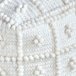 Honeybloom Knots Cream Pouf -Furniture Sale Store honeybloom knots cream pouf 2