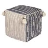 Honeybloom Nora Blue Woven Embroidered Pouf, 18" -Furniture Sale Store honeybloom nora blue woven embroidered pouf 18