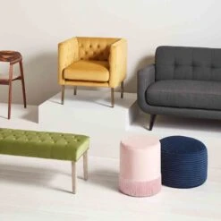 Ridgecrest Blue Plush Pouf, 20" -Furniture Sale Store ridgecrest blue plush pouf 20 2