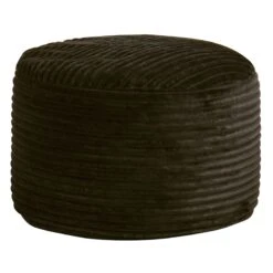 Ridgecrest Charcoal Grey Plush Pouf, 20"