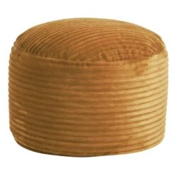 Ridgecrest Mustard Plush Pouf, 20"