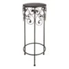 Round Wood Top With Scroll Metal Plant Stand, Large -Furniture Sale Store round wood top with scroll metal plant stand large