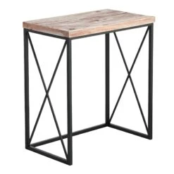 Wood Top With Black Cross Metal Table, Medium -Furniture Sale Store wood top with black cross metal table medium 2